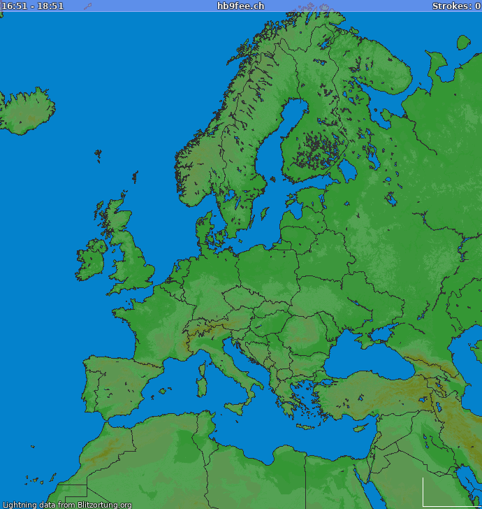 Villámtérkép Európa -